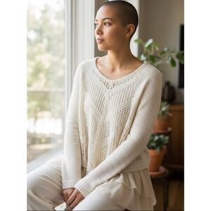 A'REVE Tiered‎ Ruffle Mini Dress S/M Cream